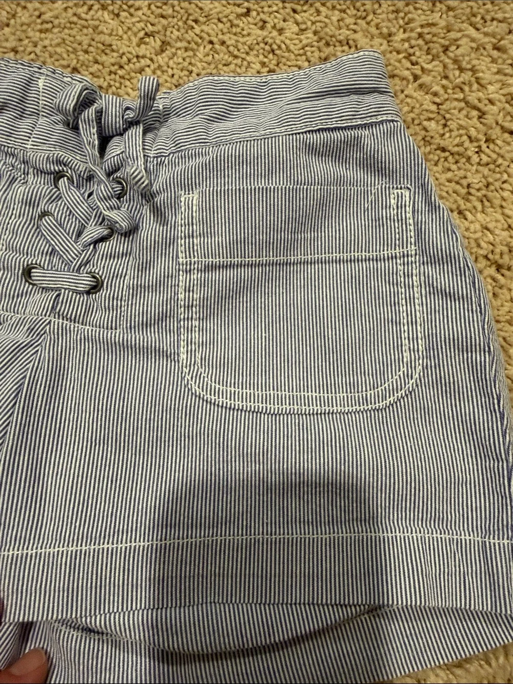 GAP Blue and White Pinstripe Lace-Up Kids Shorts